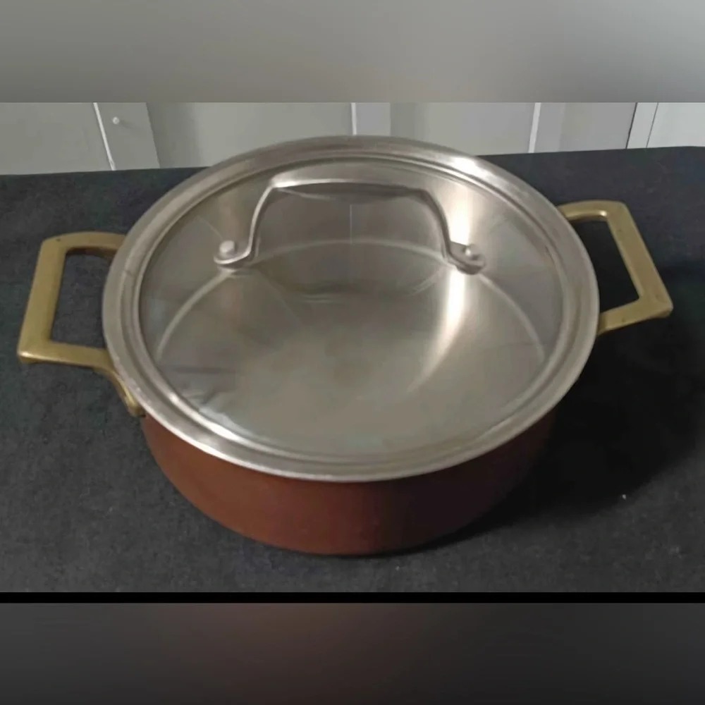 Vintage Paul Revere Copper Pot w Brass Handles